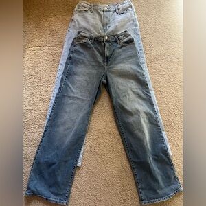 2 pairs - No Boundaries High Rise Baggy Wide Leg Jeans, 32" Inseam,